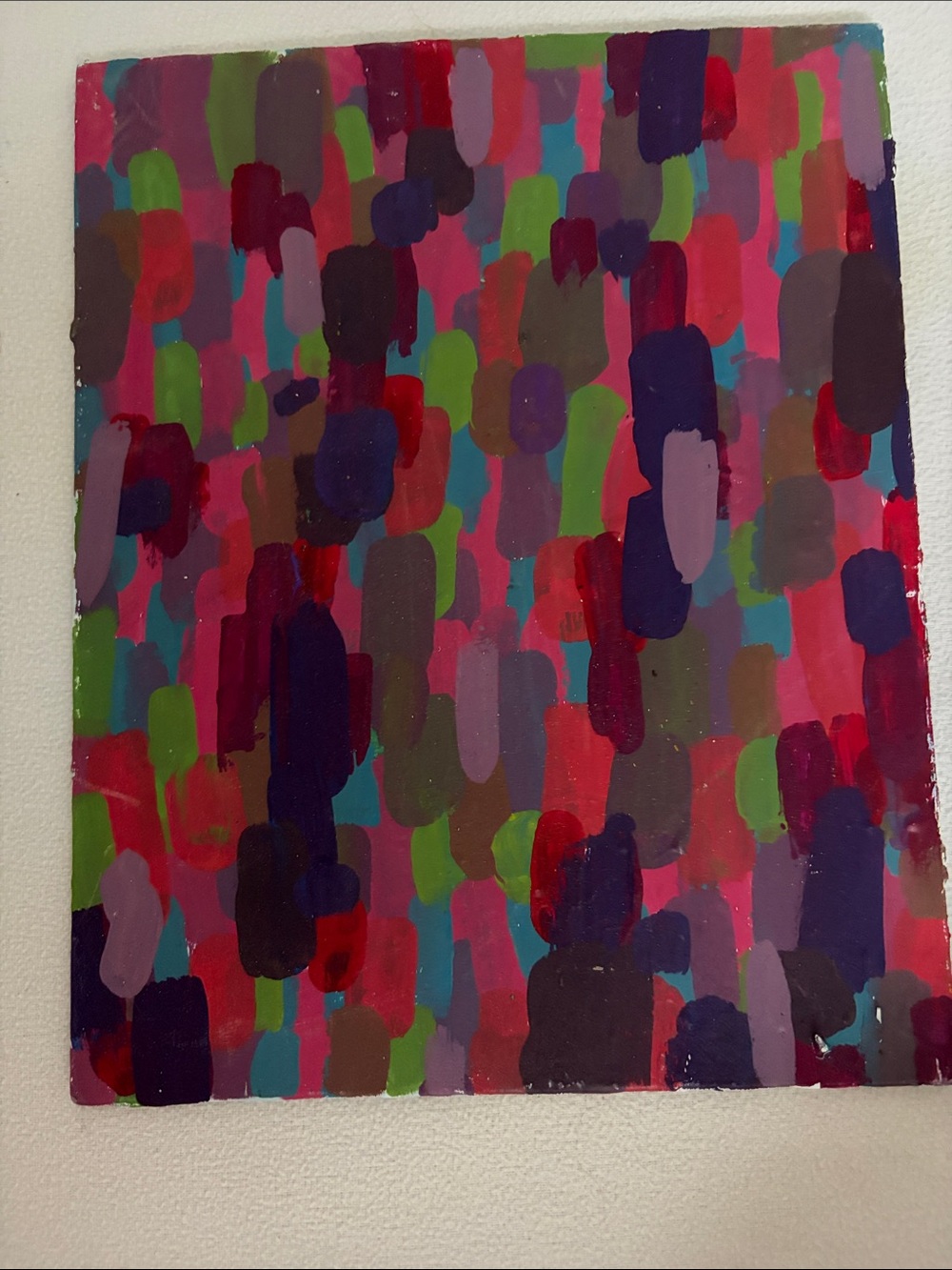 Abstract Multicolor Dot-Brush Wall Art - Pink & Purple Accent
